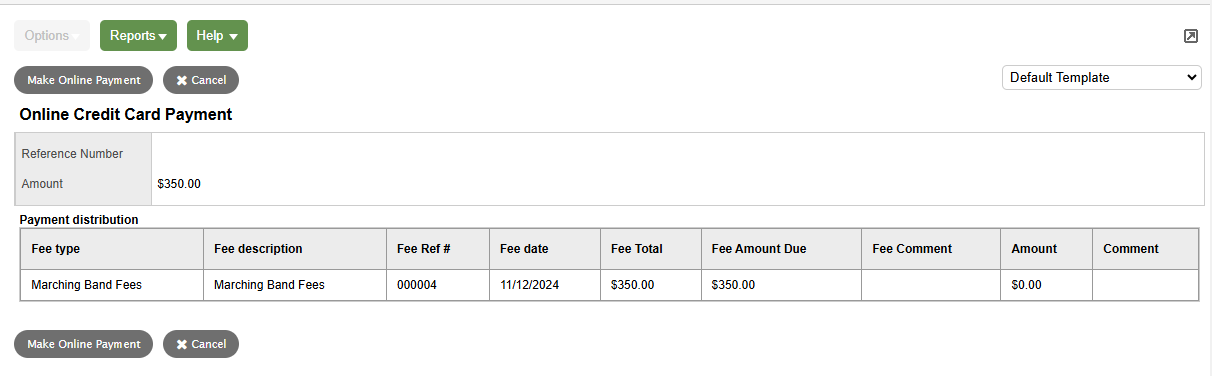 New Online Credit Card Payment page