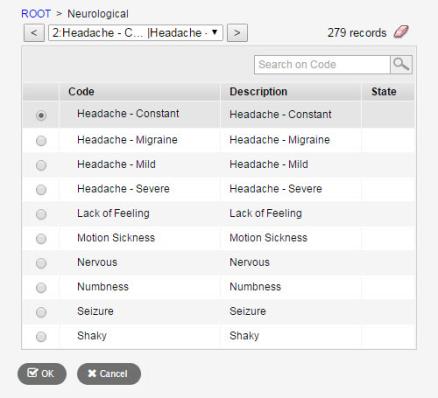 Headache folder open to display types of headaches