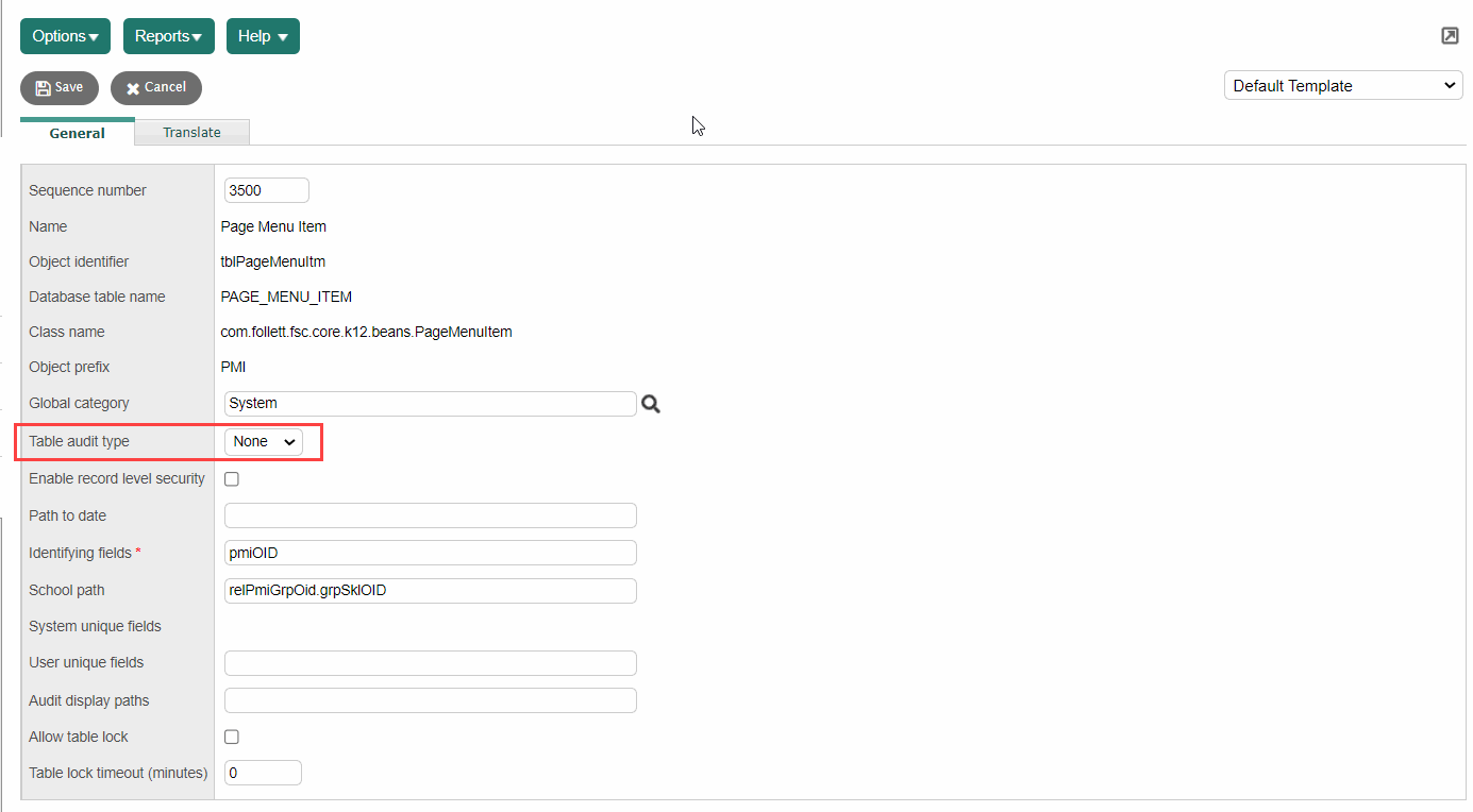 System Tables Details page