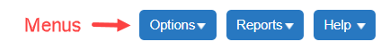 menu bar showing Options, Reports, and Help buttons